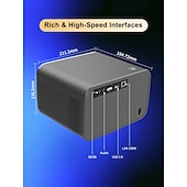 baratos Projetores-Projetor inteligente 4K com Android 13, projetor nativo para home theater com resolução 1080p e foco automático. &amp;Correção trapezoidal automática, Wi-Fi 6, Bluetooth 5.4, chip Amlogic T950S, projetor