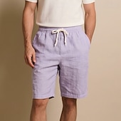 economico Pantaloni Corti Elite da Uomo-Per uomo Shorts di Lino Tinta unica Lunghezza al ginocchio Casuale Quotidiano All'aperto Vacanza Stile Etnico Blu denim CachiA Inelastico