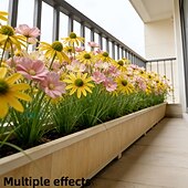 cheap Artificial Flower-20Pcs Artificial Outdoor Flowers and Bulbous Grass, Plastic Replica Gerbera Daisy and Bulbous Grass Ground Plants, Suitable for Garden, Patio, Hotel Decoration, Easy to Care for All Seasons