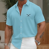 ieftine Model Geometric-Bărbați Vultur Cămașă Camașă cu nasturi Cămașă elegantă casual Manșon scurt Moda Casual Haine de strada Vacanță Vară Primăvară Răsfrânt Imprimare 3D cămăși cu guler Albastru piscină Vernil Roz