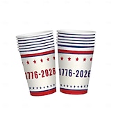  Set di stoviglie usa e getta per la festa del 250° anniversario degli Stati Uniti - rosso, bianco &piatti, tazze e tovaglioli blu &Tovaglia, celebrazione patriottica del giorno dell'indipendenza