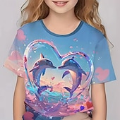 cheap Girl's 3D Animals-Girls' 3D Graphic Animal Cartoon T shirt Tee Short Sleeve 3D Print Summer Spring Active Cute Kids 5-12 Years Casual Daily School Regular Fit