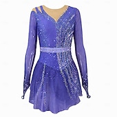 preiswerte Eiskunstlaufkleider-Eiskunstlaufkleid Damen Mädchen Eislaufen Kleider Rosa Blau Purpur elastisch Ausbildung Wettbewerb Eiskunstlaufkleidung warm Kristalle Langarm Eislaufen Eiskundstlauf