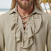  Средневековый Эпоха возрождения Рубашка Длинные рукава  Пираты Викинг Маскарадный костюм Муж. Викинг Пираты Хэллоуин Карнавал Выступление РИЖД Рен Фэйр Взрослые Рубашка