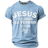  Camiseta Gráfica de Hombre Biblia Jesús Es El Camino La Verdad y La Vida Juan 14 6 Escritura Bíblica Cristiana Religiosa Camiseta Casual Manga Corta Ropa de Iglesia Ropa de Diseñador