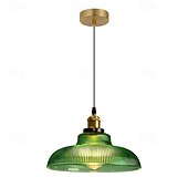 preiswerte Insellichter-Grüne, gestreifte Glas-Pendelleuchte, 1-flammig, großes Kuppeldesign, E27-Fassung, Vintage-Kronleuchter für Kücheninsel, Esszimmer und Café-Bar, 110–240 V