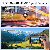 levne Digitální fotoaparát-8k digitální fotoaparát pro fotografování, 88mp wifi vlogovací kamera pro YouTube, 18x zoom, 180° otočný displej, kompaktní fotoaparát s 64GB SD kartou, přenosný kompaktní fotoaparát typu "point and