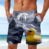  Herren Tiermotiv Hai Ente Badehosen Badeanzüge Badeshorts Boardshorts Mittlere Taille Lustig Strandurlaub Seitentaschen Netzfutter Elastischer Kordelzug in der Taille Designer Bekleidung