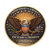 billige U.S. 250-årsjubileum-Amerikansk minnemynt til 250-årsjubileum, patriotisk samlermynt med ørn, frihet, amerikansk flagg, slitesterk metallsuvenir til utstilling, 1776–2026