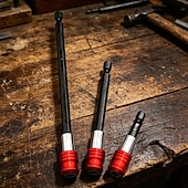 baratos Ferramentas de medição e medição-Conjunto de 3 pontas de chave de fenda magnéticas com ponta Phillips PH2 e anel magnético para fixação de parafusos, encaixe hexagonal de 1/4", pontas de extensão longa para furadeira, trabalhos em