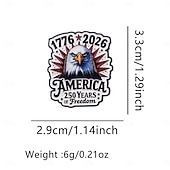 baratos 250º Aniversário dos EUA-Conjunto de 8 pins de esmalte comemorativos do 250º aniversário dos EUA, com emblemas patrióticos de metal, incluindo a bandeira dos EUA em estilo cartoon e a Estátua da Liberdade. &amp;Águia-careca,