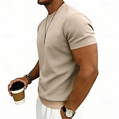 billige grunnleggende t-skjorter-Herre Vaffel T-skjorte T skjorte Kortermet skjorte T-skjorte Kortermet Crew-hals Sommer Vår Helfarge Gatemote Stilfull Sportslig Jacquard Daglig utendørs Feriereise Hvit Svart Mørkegrå Topp T-skjorte