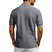 cheap Men's Classic Polo-Men's Polo Polo Shirts Casual Street Lapel Short Sleeve Basic Modern Plain Lightweight Buttons Summer Spring Regular Fit Black White Khaki Dark Grey Army Green Polo
