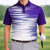 abordables Polo de golf para hombre-Hombre Golf Línea Camisetas polo deportivas Manga Corta Camisas de polo Camisas con cuello Casual Ropa Deportiva Ropa Cotidiana Impresión 3D Botones Verano Primavera Azul Piscina Morado Negro