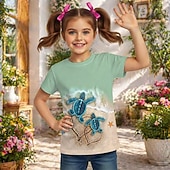 cheap Girl's 3D Animals-Girls' 3D Graphic Animal T shirt Tee Short Sleeve 3D Print Summer Spring Sports Fashion Streetwear Kids 4-7 Years Crew Neck Casual Daily Outdoor Regular Fit
