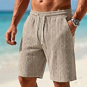 voordelige Casual korte broek-Voor heren Zomer korte broeken Strandshorts Casual korte broek Gestructureerde shorts Jacquard Trekkoord Elastische taille Effen Kleur Comfort Ademend Knielengte Dagelijks Buiten Streetwear Vakantie