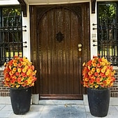  24 Inch Artificial Flower Stake Outdoor Decor Morning Glory Boxwood Topiary Ball Trees Multi-Color Garden Stakes for Yard & Lawn, No Fade Heavy Duty Plastic, All Season Decoration