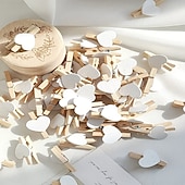 economico Articoli per la casa-100 mollette di legno a forma di cuore, perfette per lavori creativi, esposizioni di foto, bomboniere, decorazioni fai da te, piccole mollette per scrapbooking &amp;progetti artistici