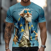 voordelige 3D T-shirts-Voor heren Ombre Oude man T-shirt Korte mouw T-shirt 3D-afdrukken Strakke ronde hals Overhemd Grappig Casual Dagelijks Straat blauw Licht Blauw Groen Zomer Lente Kleding S M L XL 2XL 3XL