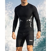 Недорогие Мужская Сёрфинг Одежда-Муж. Стандарт Рашгард из 2 частей Рубашка для серфинга Купальник-шорты Графика Кулиска С компрессионным вкладышем УФ-защита от солнца Быстровысыхающий Дышащий Без рукавов С короткими рукавами