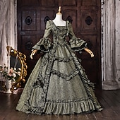 economico Vestiti-Rococò Barocco Abito da Ballo Lunghezza al pavimento Vestito Abito da Ballo Lunghe Principessa Sposa Pizzo Floreale Abito da ballo Collo quadrato Costume Per donna Reale Halloween Carnevale Mascherata