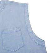 halpa Hihattomat treenipaidat-miesten vintage-toppi, 100 % puuvillaa, happamalla pesty liivi, aluspaita, hihaton paita, hihaton henley-paita, kesäinen yksivärinen muotisuunnittelijan perus taskunapit, lomakatu, musta t-paita miehille