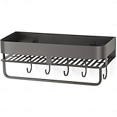 cheap Storage &amp; Organization-Extended version Adhesive Shower Caddy, 40cm / 15.7 inch Stainless Steel Shower Shelves for Inside Shower with Hooks &amp; Towel Bar-No Drilling