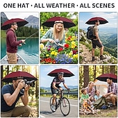 baratos Recreação ao Ar Livre-Chapéu de sol dobrável para atividades ao ar livre, leve e portátil, estilo guarda-chuva, acessório multifuncional para pesca, jardinagem, caminhadas e fotografia. &amp;trabalho diário ao ar livre