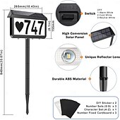 baratos Luzes e lanternas de caminho-Placas de endereço solares, número da casa para exterior à prova d'água, placas de endereço iluminadas com LED de 3 cores com estaca, números de endereço iluminados por energia solar para montagem na