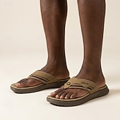 お買い得  メンズ・スリッパ＆フィットフロップ-柔らかいクッション付きフットベッドを備えた、男性用ブラウンのトングサンダル。ビーチでの休暇、リゾートでの着用、旅行、普段使いに最適です。