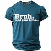  Bruh Read Your Bible Funny Christian Men's Sarcastic Religious Meme T Shirt Graphic Crew Neck Short Sleeve Church Youth Group Gift for Son Designer Clothing Apparel