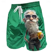 billiga Retro Vintage &amp; Etik-Herr Rolig Öl Gammal man Badshorts Boardshorts Medium Midja Retro / vintage Utomhus Semester Vardag Sidfickor Mesh foder Elastisk dragsko i midjan Designer Kläder