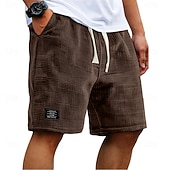 Недорогие Повседневные шорты-Муж. Вафельные шорты Летние шорты Пляжные шорты Повседневные шорты Кулиска Эластичная талия Сплошной цвет Комфорт Длина колена Повседневные на открытом воздухе Уличная одежда Отпуск Мода