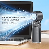 billiga Handhållna fläktar-Handhållen kallkompressfläkt, 199 vindhastigheter bärbar mini-personlig fläkt, digital LED-display, 90° hopfällbar USB-laddningsbar liten turbofläkt för sommarresor vandring smink, silver/svart