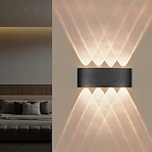 billiga utomhus vägglampor-upp- och nerljus utomhus, utomhusvägglampor ip54 vattentät, 3000k modern vägglampa, LED-vägglampa badrum vägglampa aluminium för trädgård, sovrum, hall, trappor (svart)