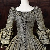 economico Vestiti-Rococò Barocco Abito da Ballo Lunghezza al pavimento Vestito Abito da Ballo Lunghe Principessa Sposa Pizzo Floreale Abito da ballo Collo quadrato Costume Per donna Reale Halloween Carnevale Mascherata