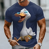  Voor heren dier Eend T-shirt Korte mouw T-shirt 3D-afdrukken Strakke ronde hals Overhemd Grappig Casual Dagelijks Straat blauw Wit Geel Zomer Lente Kleding S M L XL 2XL 3XL
