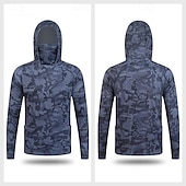baratos Tops-Homens Camisa de Trilha Camisa de pesca Camisa com proteção UV Manga Longa Com Capuz Blusas Ao ar livre Proteção Solar UV Respirável Verão Primavera Terileno Preto Branco Vermelho Pesca Alpinismo