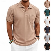 economico Polo classica da uomo-Per uomo Magliette Polo a Nido d'Ape Polo Casuale Streetwear Bavero Manica Corta Essenziale Moderno Semplice Tasca Leggero Estate Primavera Vestibilità regolare Nero Bianco Blu marino Verde scuro