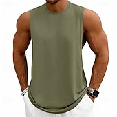 abordables Camisetas sin mangas de gimnasio-Hombre Camiseta sin mangas Chaleco Camisetas Interiores Camisa sin mangas Sin Mangas Escote Redondo Verano Primavera Plano Moda Deportivo Clásico Puro Casual Gimnasia Calle Negro Blanco Rosa Camiseta