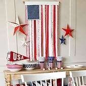 cheap U.S. 250th Anniversary-4th of July Decorations - Patriotic Memorial Day Decor - 4 x 2.3 Ft Rag American Flag Banner for Home Party Supplies - Fourth of July Deals Independence Day Accessories for Indoor Outdoor Decoration