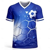  Men's Soccer Jersey Shirt France Style Blue Graphic Tee Breathable Quick Dry Athletic Top Lightweight Fan Shirt for Game Day & Training