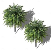 お買い得  人工植物と緑-人工杉の木、高さ20.9インチの人工緑葉、地面に差し込むスパイク付き、リアルな屋内/屋外のホームデコレーション、プランターや庭の装飾、使いやすい床飾り