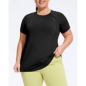 cheap Yoga Tops-Women's Yoga Tops Workout Tops Crew Neck Skin Friendly Lightweight Comfortable Plus Size Short Sleeve Sports Solid Color Top For Gym Workout Running Fitness Loose Fit Activewear