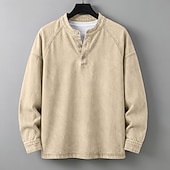 levne základní trička-SoftFade™ Pánské tričko Henley košile 100% bavlna acid wash tričko tričko top dlouhý rukáv jednobarevné solid vintage streetwear casual barvené faded washed stojáček Henley casual domů street jaro
