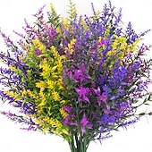  9 Bündel künstliche Lavendelblüten, UV-beständige Kunstblumen und künstliche Sträucher aus Kunststoff für den Außenbereich, geeignet für Fenster, Haus und Garten.