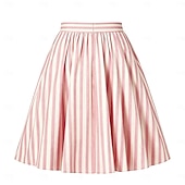 economico Fondi-Anni 1950 Retrò Vintage Midi Gonna Abito Swing Vestito Svasato A righe Aderente &amp; Svasato Altalena a dondolo Costume Per donna Carnevale Mascherata Festa &amp; Sera Casual Quotidiano Adulti Gonna