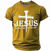  Hombre Jesús Camiseta Manga Corta Camiseta Impresión 3D Cuello Barco Camisa Moda Design Sencillo Casual Diario Fiesta Rojo Verano Primavera Ropa S M L XL XXL XXXL