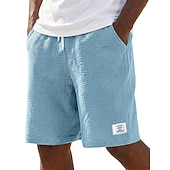 voordelige Klassiek-Voor heren Korte broek Linnen korte broek Zomer korte broeken Strandshorts Trekkoord Elastische taille Effen Comfort Ademend Knielengte Dagelijks Buiten Feestdagen Vakantie Modieus blauw Zwart