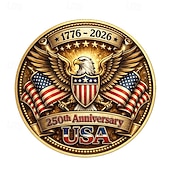 abordables 250e Anniversaire des États-Unis-Pièce commémorative du 250e anniversaire des États-Unis, pièce de collection patriotique ornée d'un aigle, de la liberté et du drapeau américain, souvenir en métal durable à exposer, 1776-2026